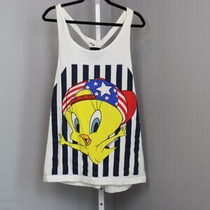 Vintage Looney Tunes Tweety Patriotic Tank OS USA Made Swimsuit‎ Cover Up
